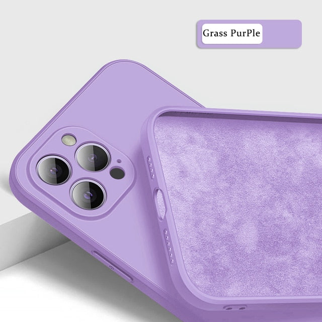 Original Square Liquid Silicone Phone Case For iPhone 11 12 13 Pro Max XS XR X Mini 7 8