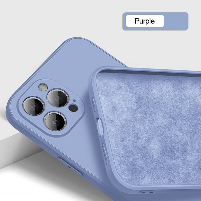 Original Square Liquid Silicone Phone Case For iPhone 11 12 13 Pro Max XS XR X Mini 7 8